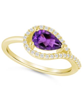 Gemstone and Diamond Ring (1/5 ct. t.w.) in 10K White Gold (also in 10K Yellow Gold)