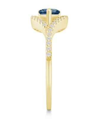 Gemstone and Diamond Ring (1/5 ct. t.w.) in 10K White Gold (also in 10K Yellow Gold)