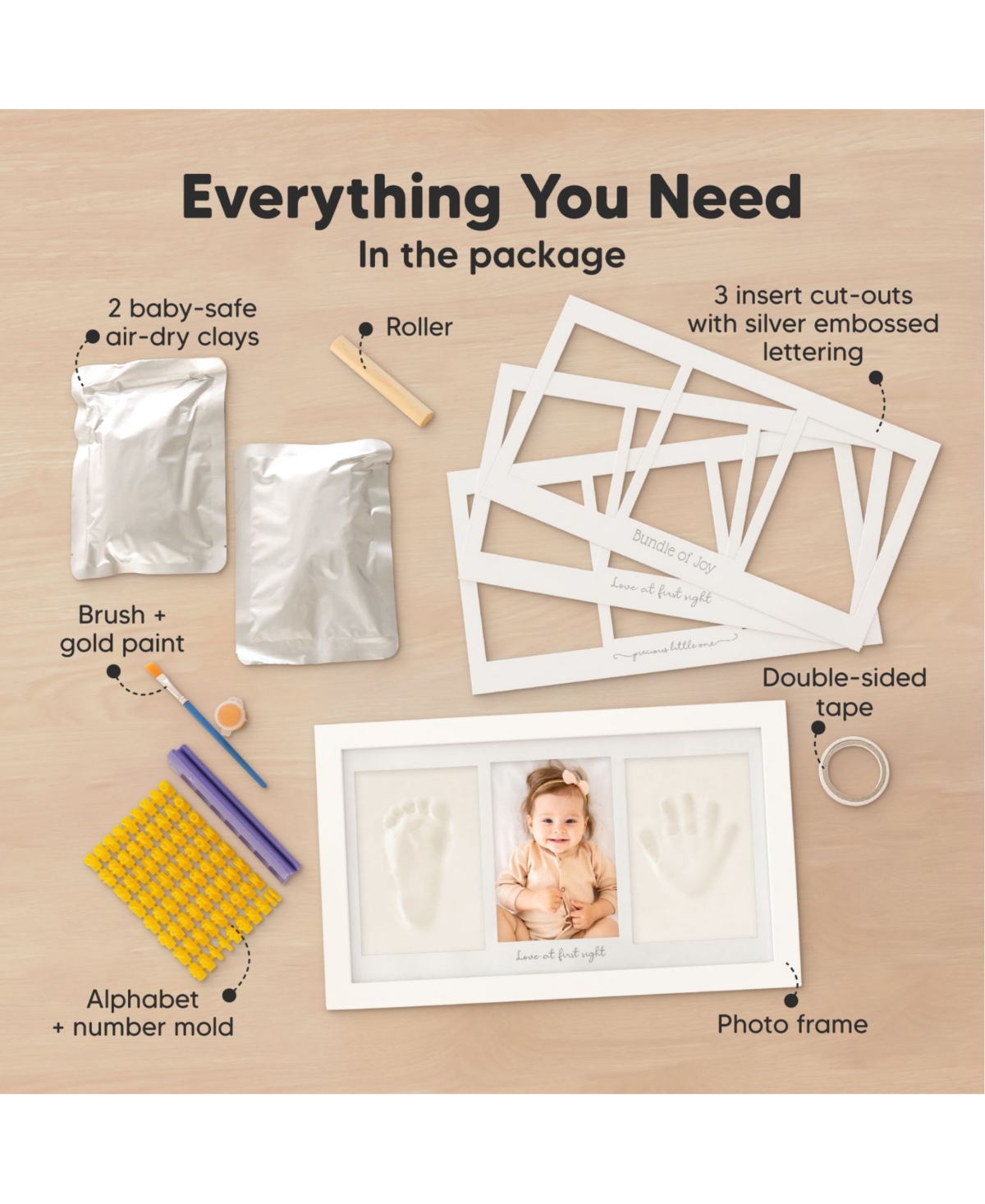 Duo Baby Hand and Footprint Kit, Handprint Newborn Photo Frame, Keepsake for New Mom