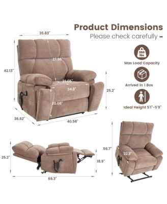 Heat Massage Dual Motor Infinite Position Up to 350 LBS Large Electric Power Lift Recliners with Hidden Cup Holders