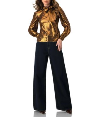 Women's Metalic Bow Blouse