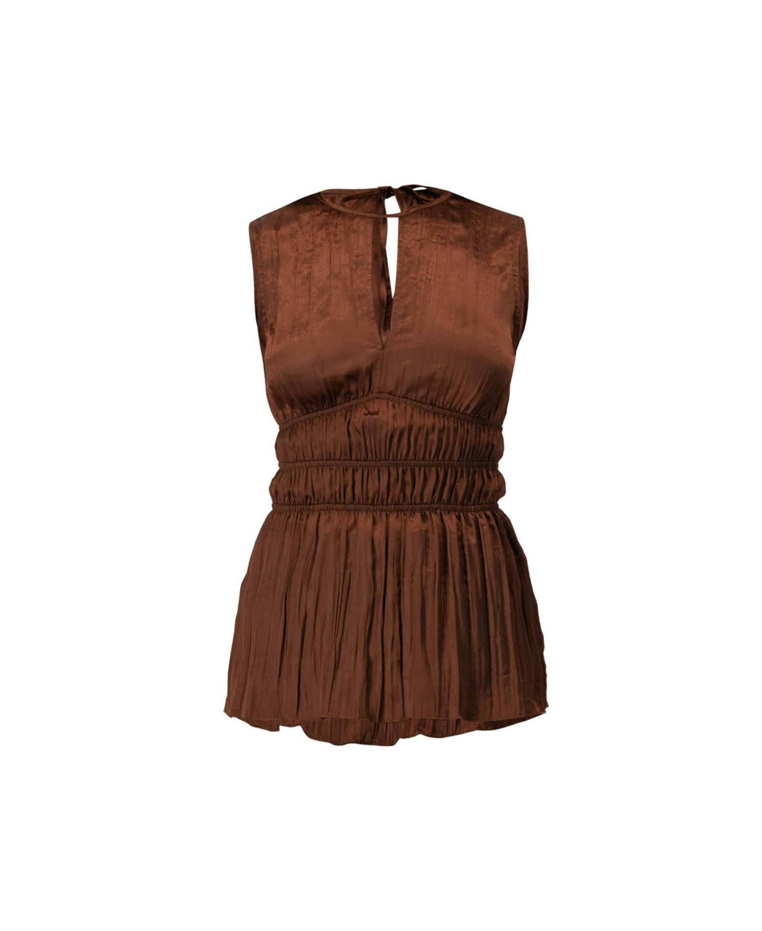 Women's Satin Sleeveless Pleated Blouse