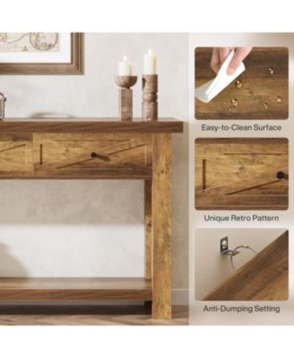 Console Table with 3 Drawers, Extra Long Farmhouse Entryway Table with Storage Shelf
