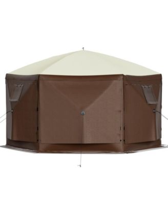 10 x 10 ft 6-Sided Pop-Up Gazebo Screen Tent, Mesh Windows, Carry Bag, Ground Stakes, Outdoor Canopy Shelter