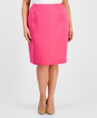Plus Size Circle Jacquard Knee-Length Pencil Skirt