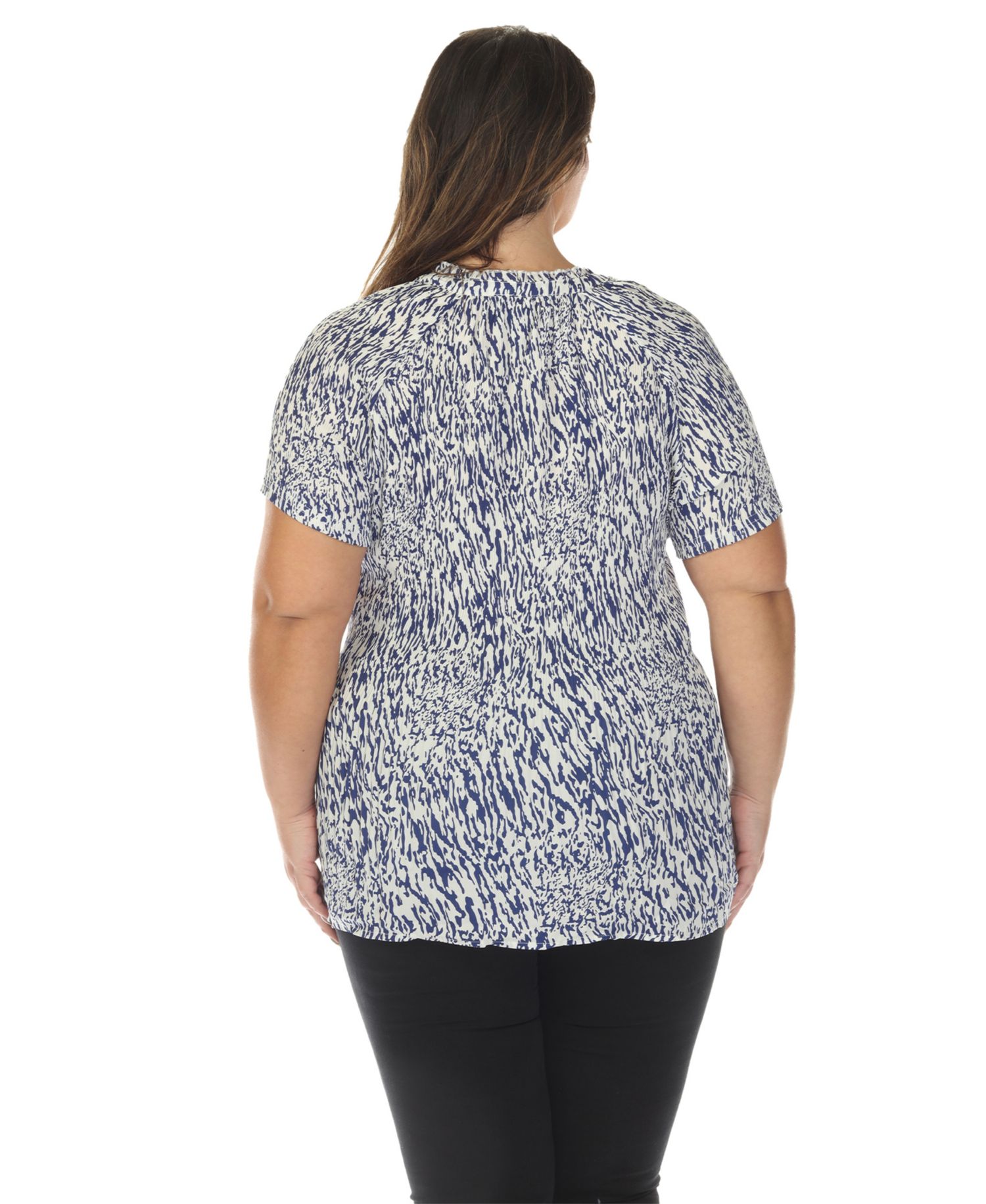 Plus Size Short Sleeve Printed Peplum Top