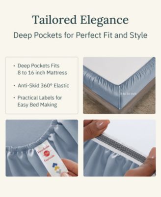 California Design Den 100% Egyptian Cotton Sheets, 4 Pc Queen Size Deep Pocket Bed Sheets Set, Sateen Sheets by California Design Den