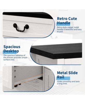 9-Drawer Farmhouse Engineered Wood Dresser, Built-In Charging Station, Anti-Tip Device, Bedroom, Black