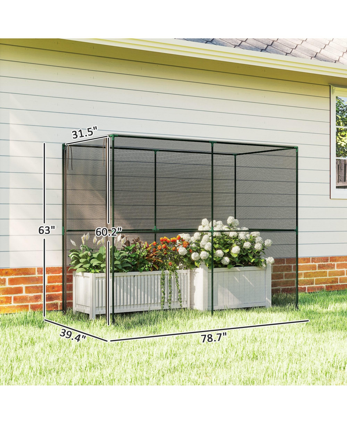 Outsunny Crop Cage, Large Plant Protection Tent with Zippe Door,