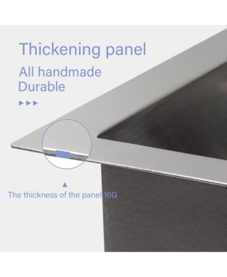 23x19x10 Inch Single Bowl Undermount Workstation Kitchen Sink 16 Gauge 304 Stainless Steel Deep Sink