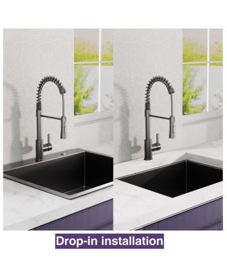 25x22inch Gunmetal Black Kitchen Sink Topmount Stainless Steel 18 Gauge