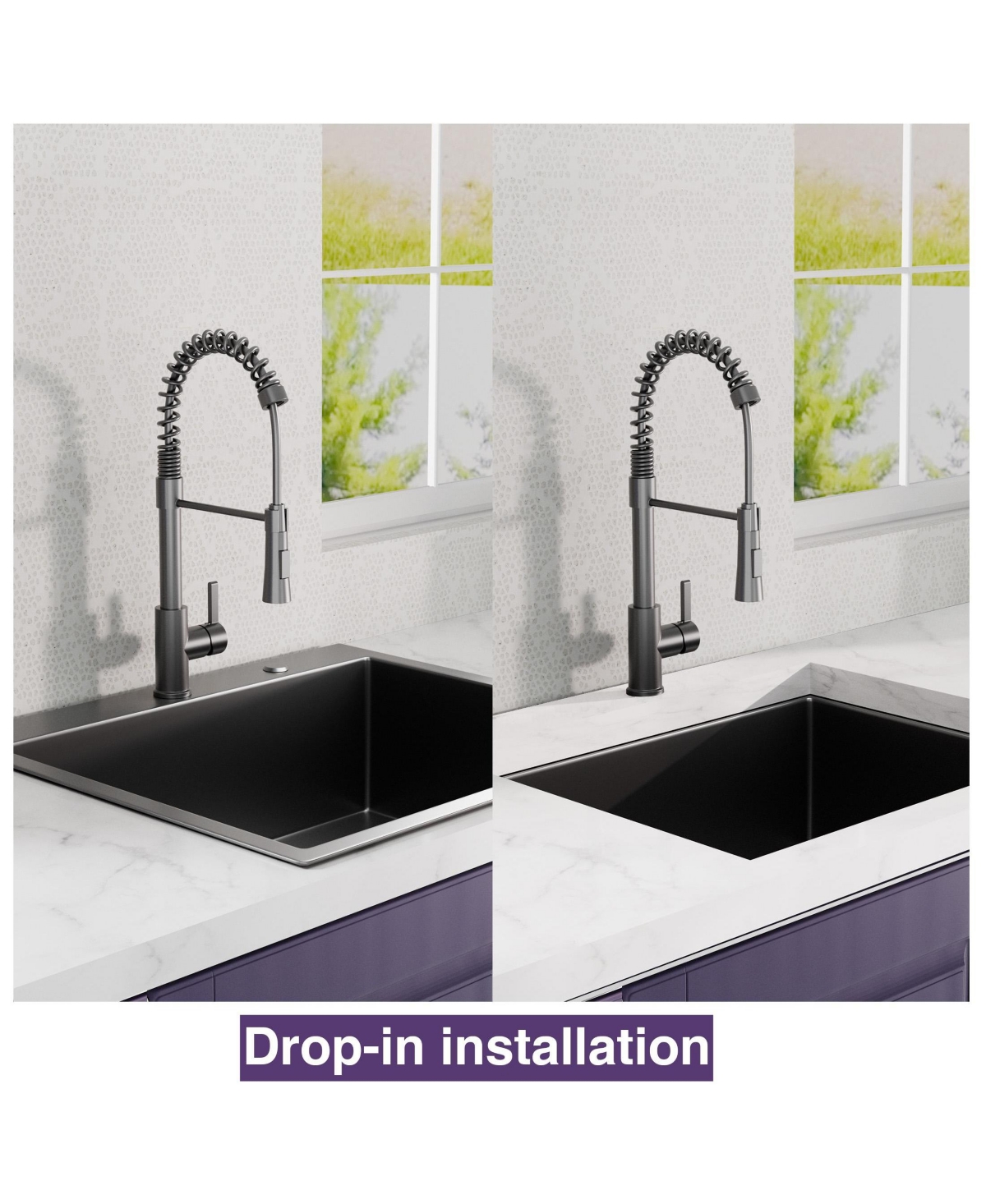 flynama 25x22inch Gunmetal Black Kitchen Sink Topmount Stainless Steel 18 Gauge