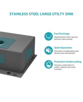 25x22x12inch Gunmetal Black Drop In Laundry Utility Sink 16 Gauge T304 Stainless Steel 12 Inch Deep Single Bowl Above Counter Sink