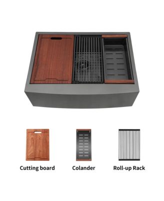 33x22x10inch Farmhouse Apron Single Bowl Kitchen Sink Stainless Steel Workstation