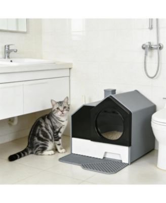 Easy to Clean Cat Litter Box in Grey