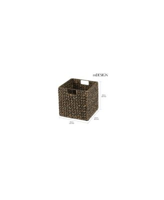 Hyacinth Woven Cube Bin Basket Organizer, Handles, 6 Pack, Black Wash