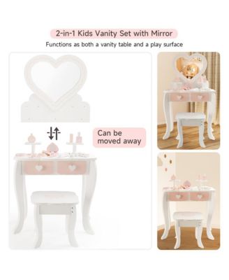 Princess Vanity Set for Girls | Kids Makeup Table with Mirror, Stool, Drawers & Pretend Cosmetics