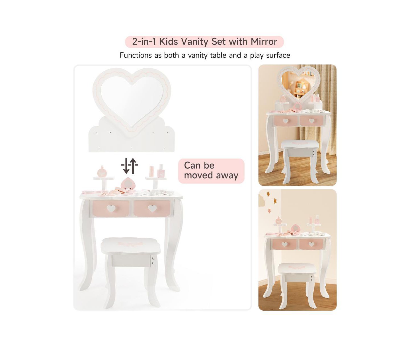 Детские игрушки Bruce & Shark Princess 2-in-1 5-Piece Vanity Set, Ages 3+, цвет: Белый — фото 5