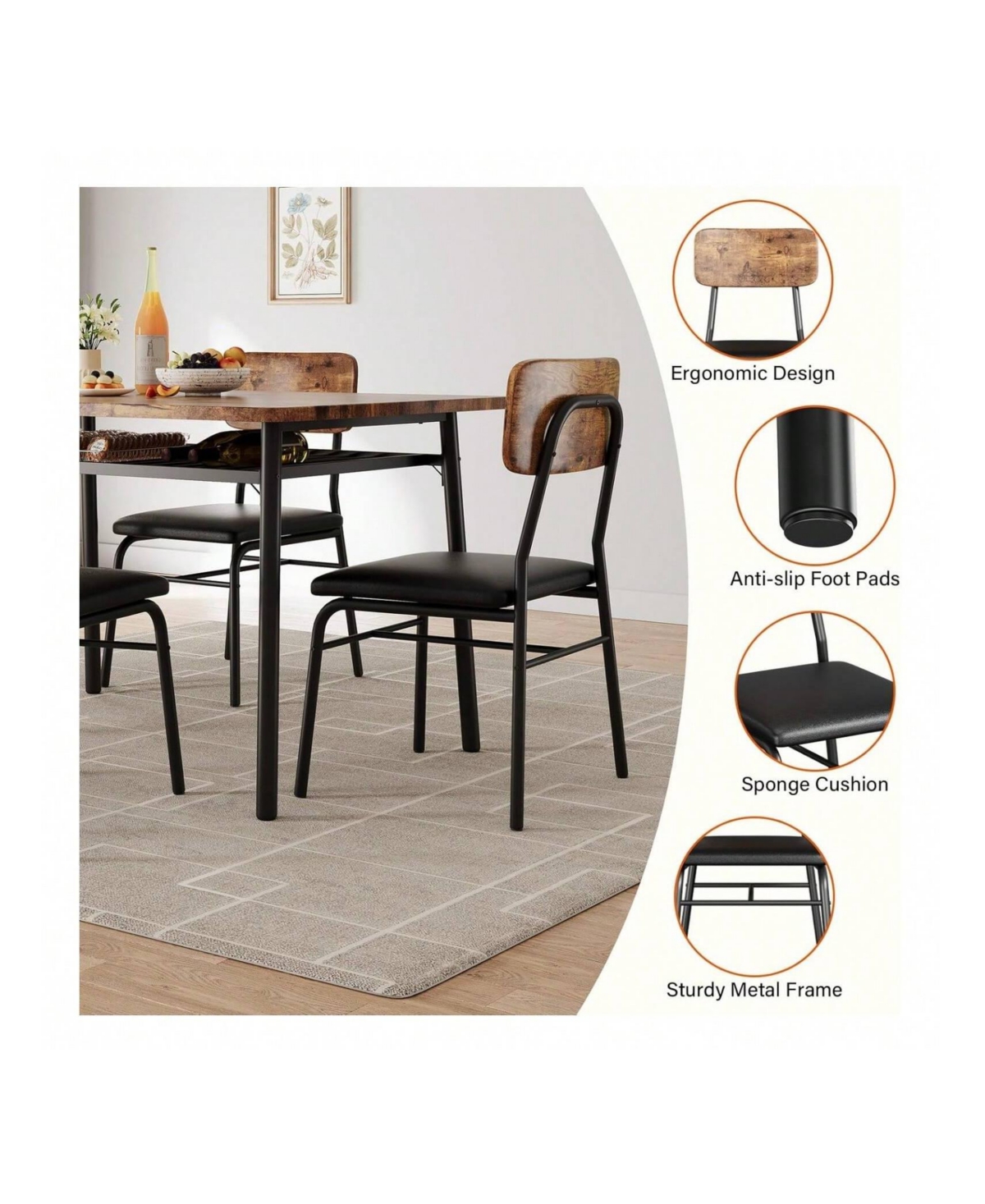 Gaomon Kitchen Table Dining Room Set For 2 3Piece Modern Dining Table Set for Dining Room, Home Office, Living Room