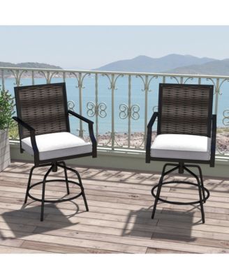Outdoor PE Wicker Bar Stools, Set of 2
