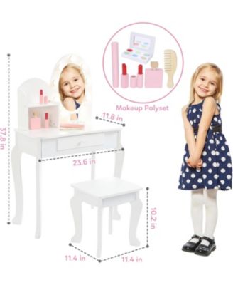 Kids Vanity - Vanity Desk Mirror Lights - Girls Vanity for Bedrooms, Apartments, Easy to Assemble
