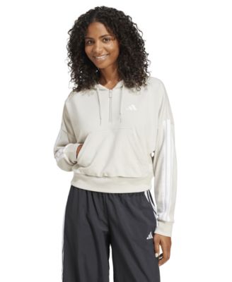 Women's Essentials 3-Stripes French Terry Quarter-Zip Hoodie
