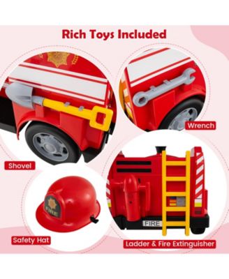 Kids Electric Fire Truck Ride On Car With Siren Lights And Safety Helmet