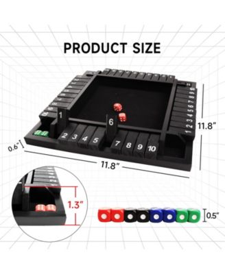 4-Player Wooden Shut The Box Game Set. 10-Numbers Pub Dice Board Game with 8 Dice. 4-Way Shut The Box Set