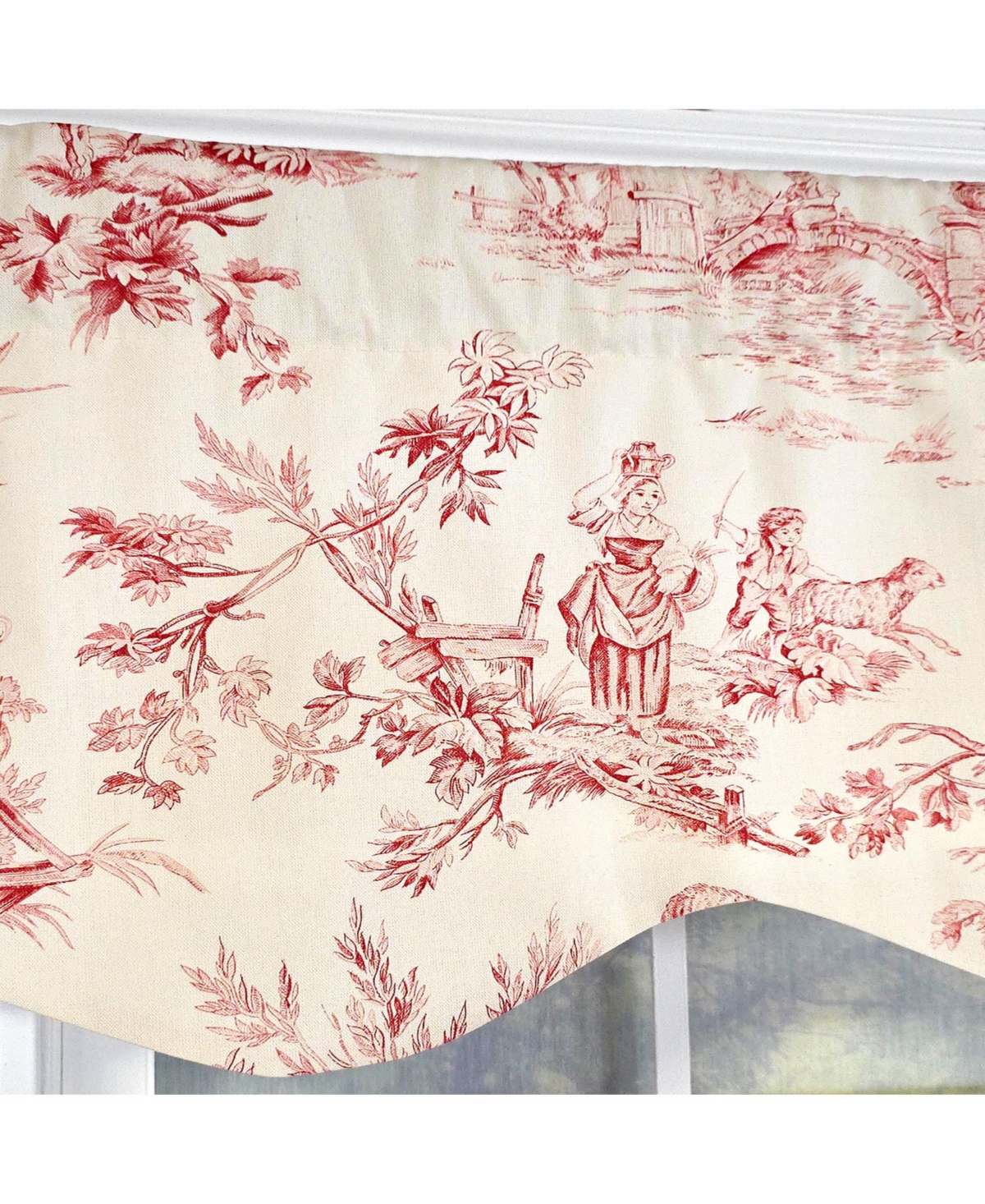 Rlf Home Victorian Provance 100% Cotton Rod Pocket Lined Window Valance 50" x 15" Red