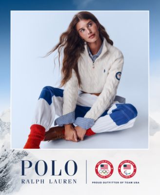 Women's Team USA Cable Wool-Cashmere Half-Zip Sweater