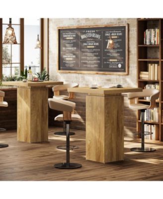 Square Bar Table, 39.4" H Industrial High Top Bistro Pub Cocktail Table, Small Counter Height Dining Table