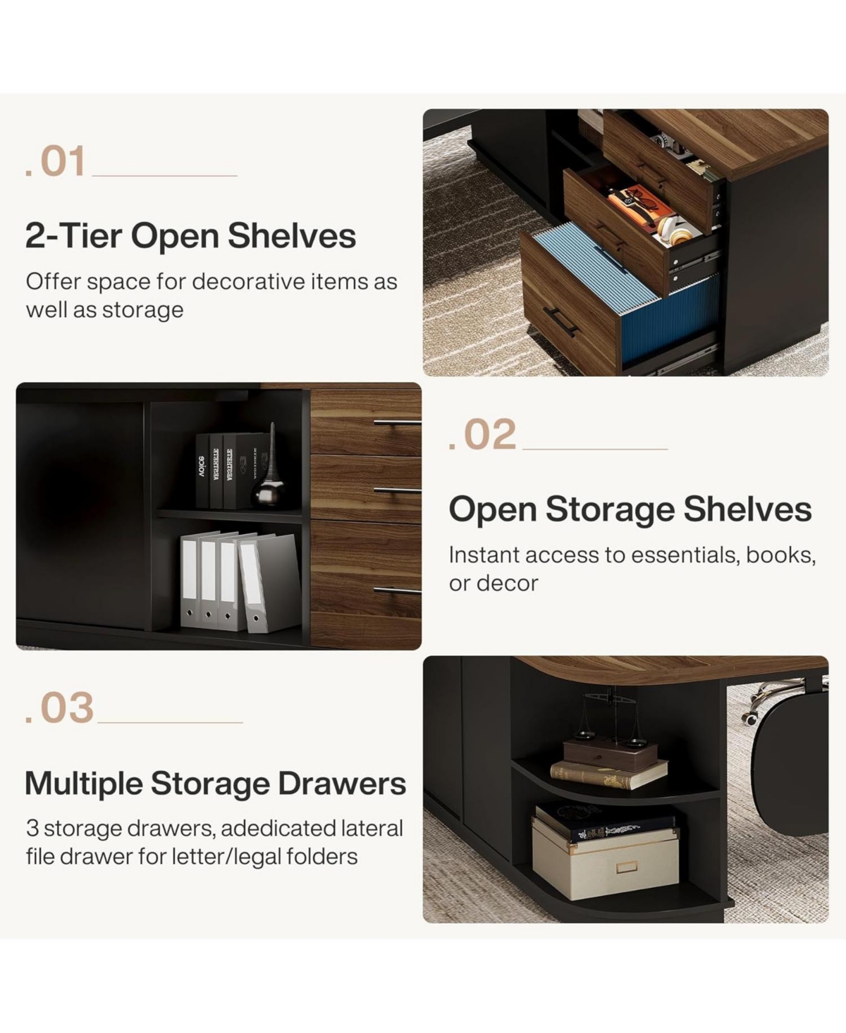 Tribesigns 81-Inch L-Shaped Office Desk, Large Commercial Office Desk with Drawers and File Cabinet, Modern Professional Business Furniture