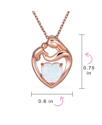 Opal Heart Loving Mother Family Necklace Pendant Rose Gold Plated Silver