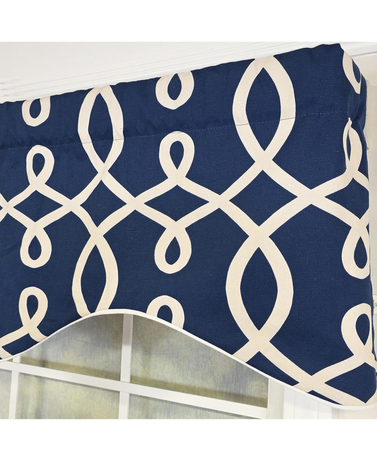 Rlf Home Oblique Cornice 100% Cotton Rod Pocket Lined Window Valance 50" x 17" Navy