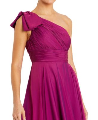 Petite Pleated One Shoulder Chiffon Gown
