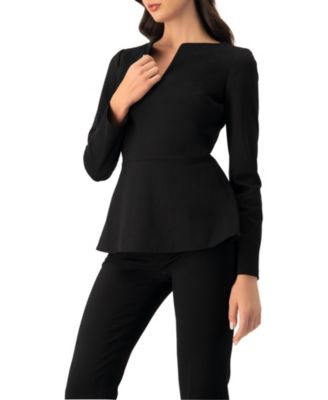 Women's Straight Blouse with Back Zipper