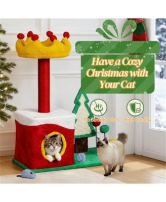 29.5" Tall Multi-level Cat Tower with Cat Condo in Red