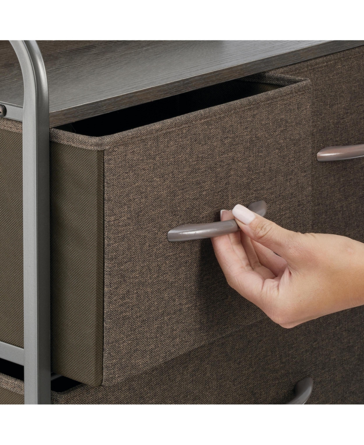 mDesign Storage Dresser Furniture, 4 Removable Fabric Drawers, Dk. Gray/Graphite