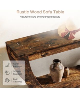 63-Inch Console Table, Farmhouse 2-Tier Entryway Table with Arched Open Shelf, Narrow Long Sofa Table Behind Couch, Wooden Accent Table