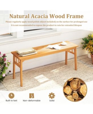 Outdoor 48-Inch Acacia Wood Bench with Breathable Slats