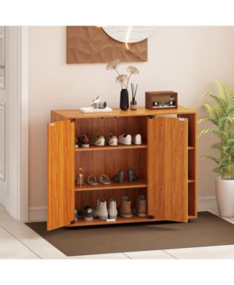 Entryway 3-Tier Shoe Storage Cabinet with Doors and Shelves
