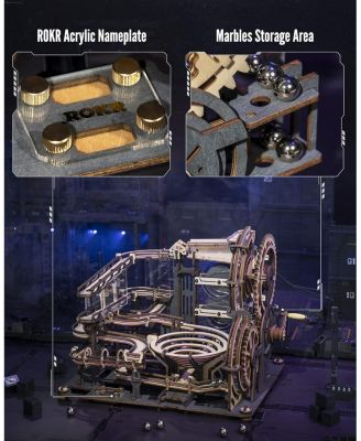3D Wooden Puzzles for Adults Marble Run Model Building Kit Marble Night City Wooden Puzzles Building Toy, Desk Decor Creative Birthday Gifts