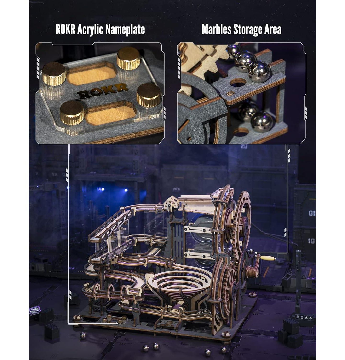 Детский конструктор Robotime Marble Night City Wooden Marble Run 294-Piece Building Kit, Ages 14+ — фото 5