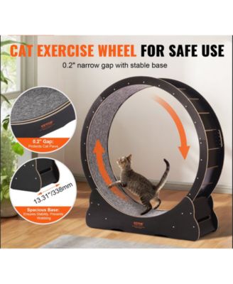 43.3 in Wooden Cat Running Wheel with Runway in Black