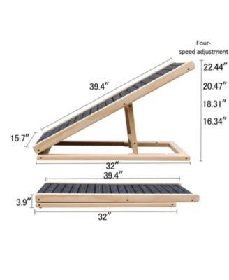 Dog Ramp for Bed with Adjustable, Foldable in Natural Wood