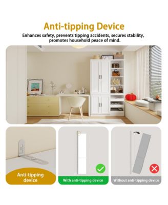 4-Door Wardrobe With Open Cubbies And Shoe Drawers, Armoire