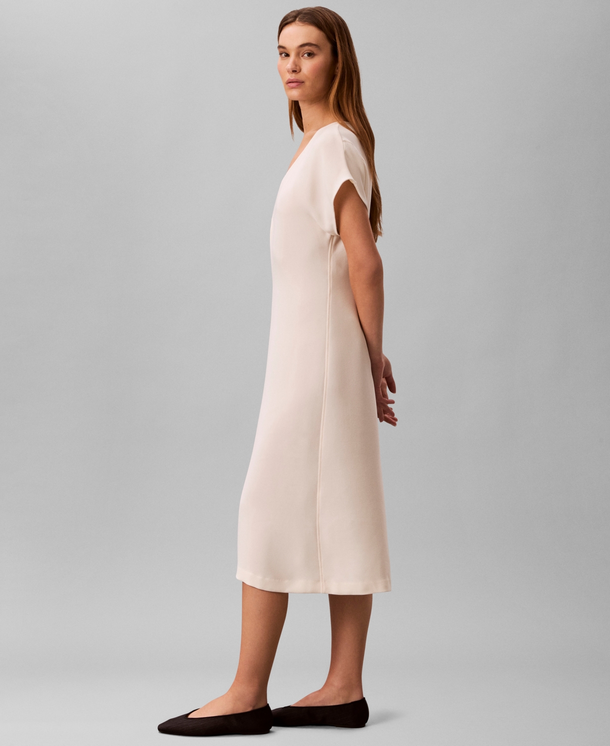 Calvin Klein Women's V-Neck Short-Sleeve Midi Dress