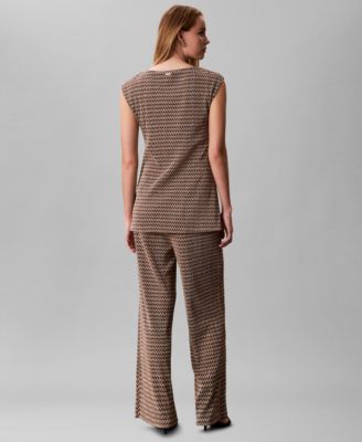 Women's Plisse Print Wide-Leg Pants