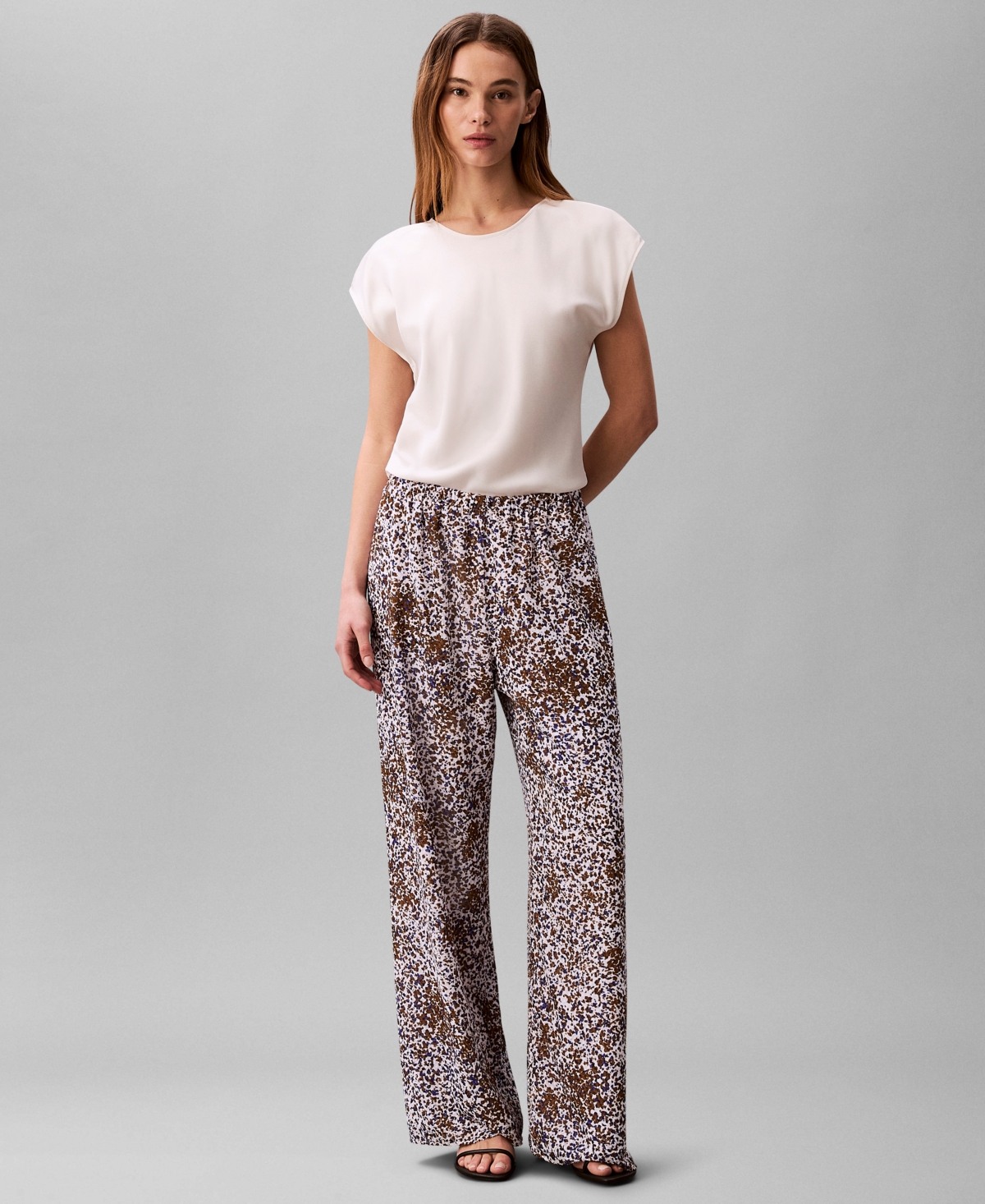 Calvin Klein Women's Textured Print Pull-On Pants