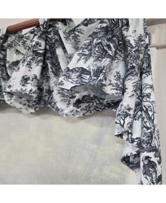 Baroque 3-S Victory 100% Cotton Tab Top Swag Window Curtain 54" x 25" Black